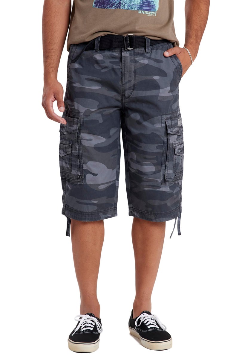 UNIONBAY mens Cordova Belted Messenger - Reg and Big Tall Sizes Cargo Shorts, Black Camo, 36 US